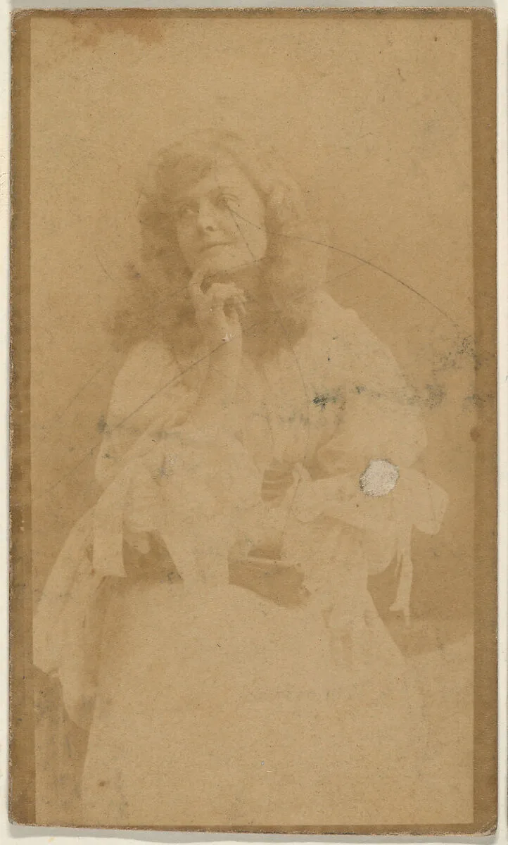 Seated actress with chin resting on hand, from the Actresses series (N668) — Unknown