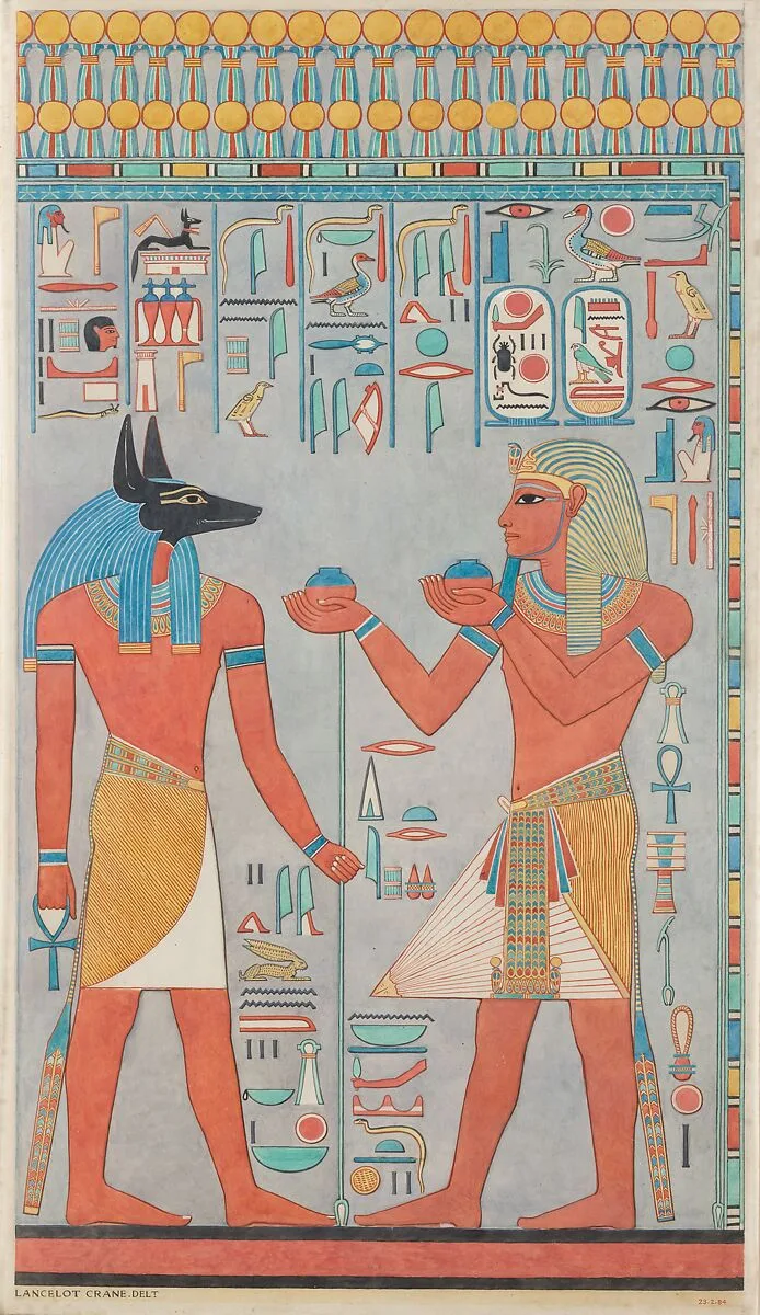 The King with Anubis, Tomb of Haremhab — Lancelot Crane