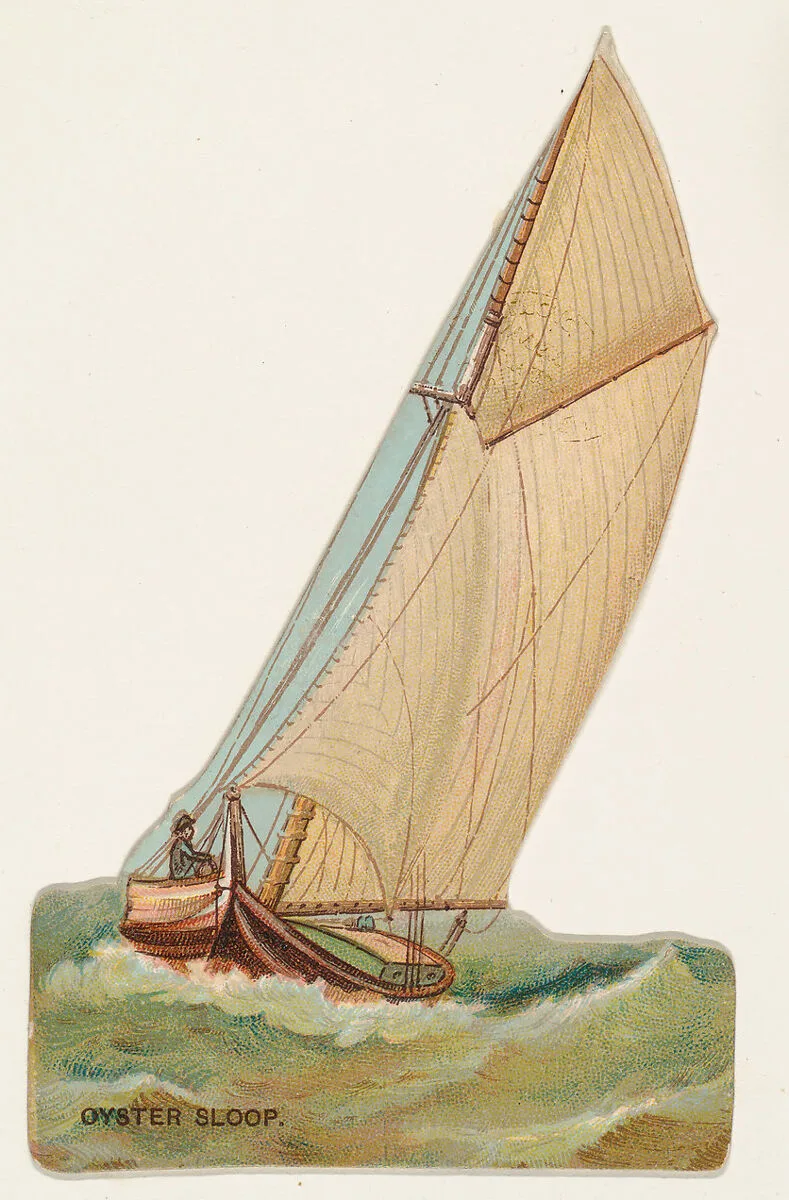 Oyster Sloop, from the Types of Vessels series (N139) issued by Duke Sons & Co. to promote Honest Long Cut Tobacco — Knapp & Company|W. Duke, Sons & Co.|Giles