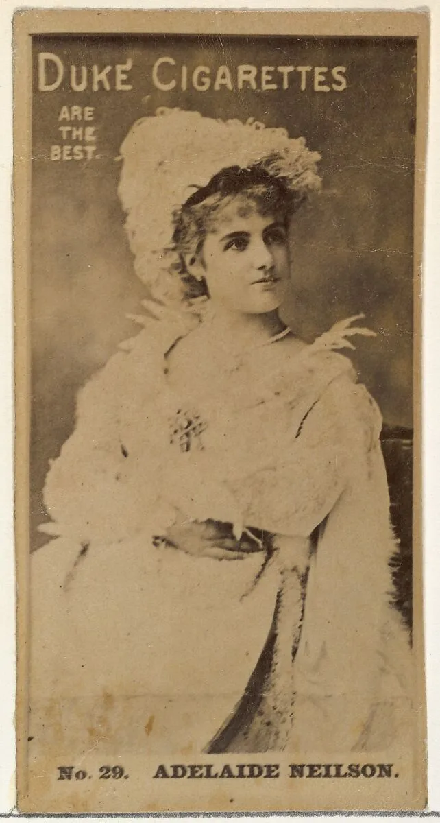 Card Number 29, Adelaide Neilson, from the Actors and Actresses series (N145-6) issued by Duke Sons & Co. to promote Duke Cigarettes — W. Duke, Sons & Co.