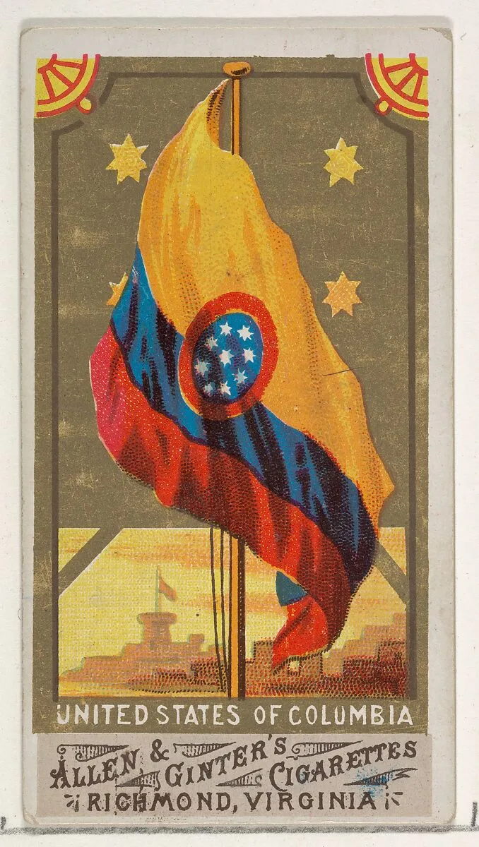 United States of Columbia, from Flags of All Nations, Series 1 (N9) for Allen & Ginter Cigarettes Brands — Allen & Ginter
