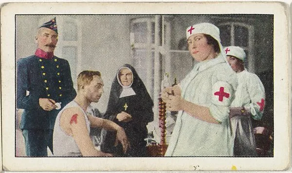 Card No. 83, Wounded Belgians Being Attended by Sisters of Mercy and Red Cross Nurses in the Hospital at Willebroeck, from the World War I Scenes series (T121) issued by Sweet Caporal Cigarettes — Underwood & Underwood|American Tobacco Company