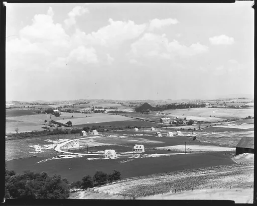 [Landscape with White Farmhouses in Fields]