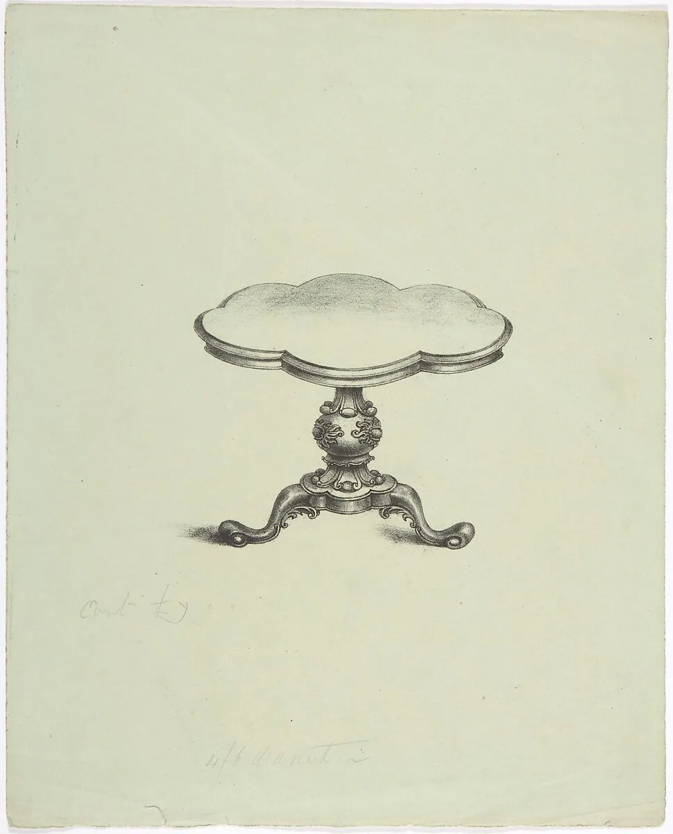 Design for a Lobed Pedestal Table — Anonymous, British, 19th century