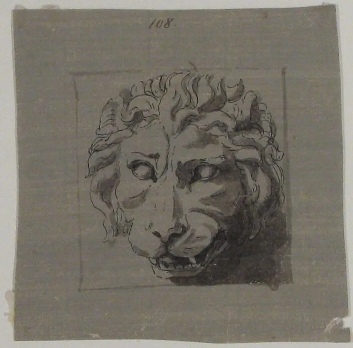 Design for a Lion's Head Relief — Anonymous, French, 19th century