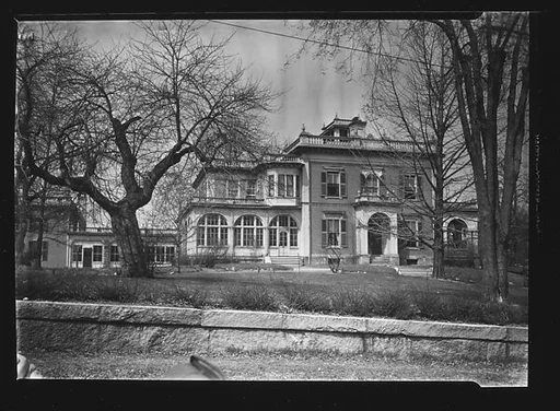 [Italianate Revival House with Enclosed Porches, From Street, Brookline, Massachusetts]