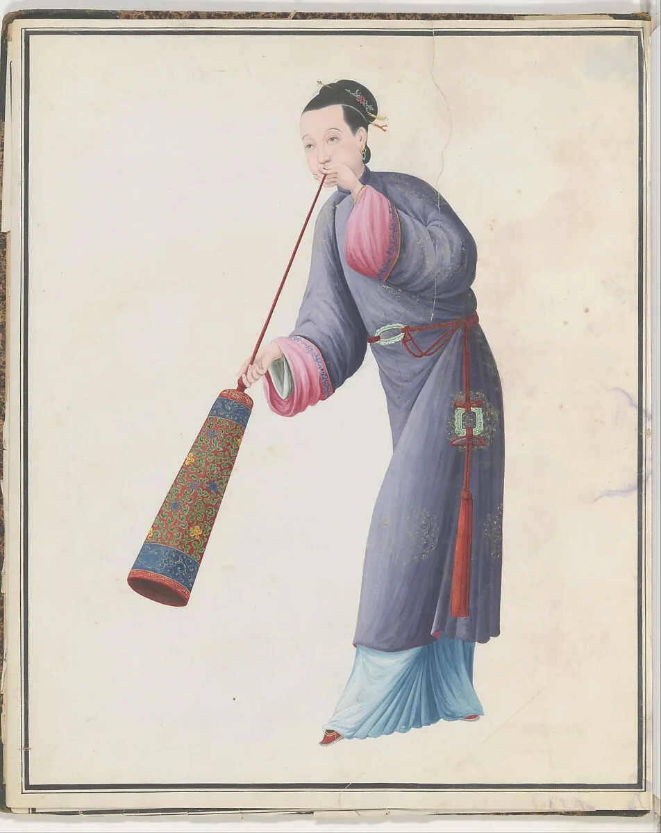 Watercolor of musician playing laba — Unknown
