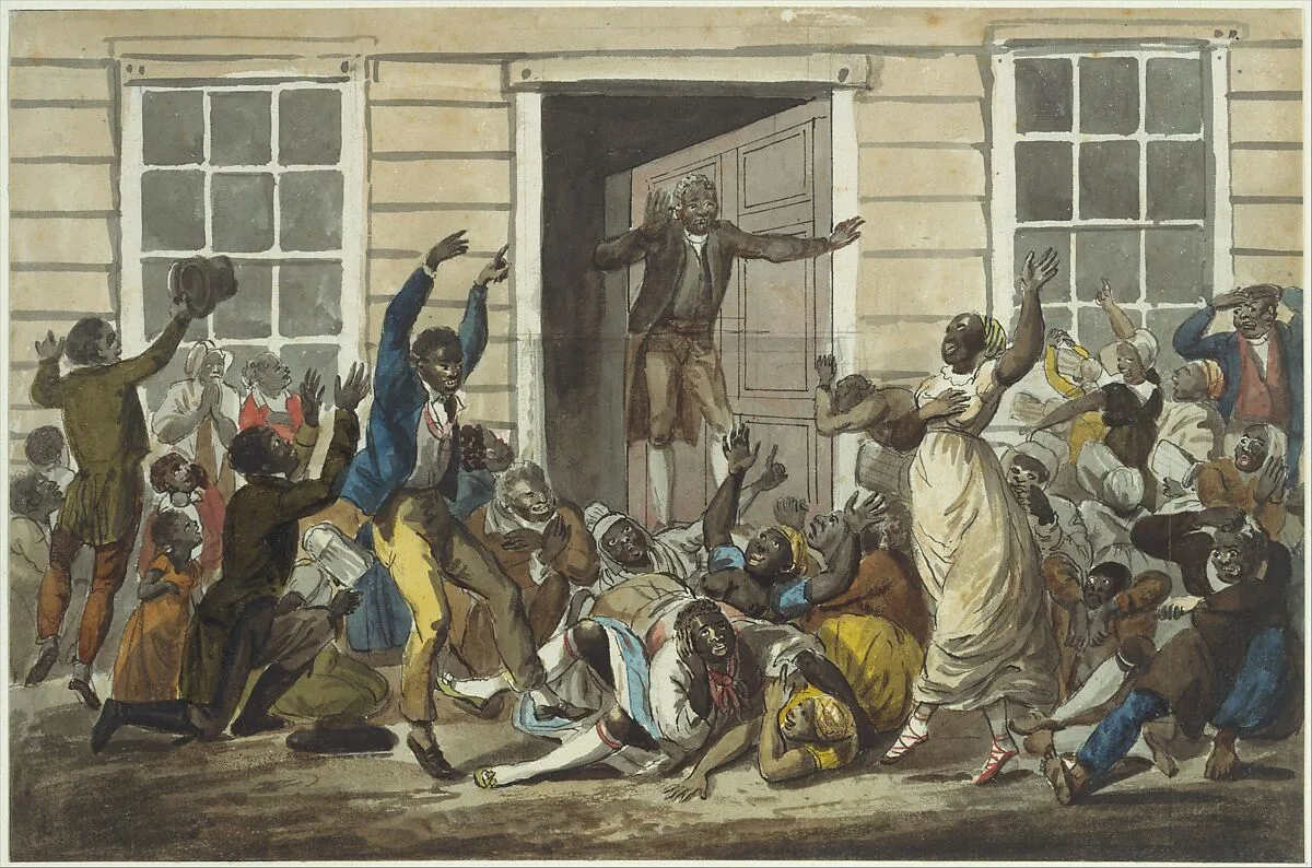 Black Methodists Holding a Prayer Meeting — Pavel Petrovich Svinin