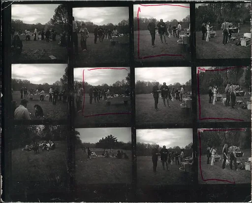 [Original Negative Sleeves and Contact Sheet of Yale School of Art Barbecue]