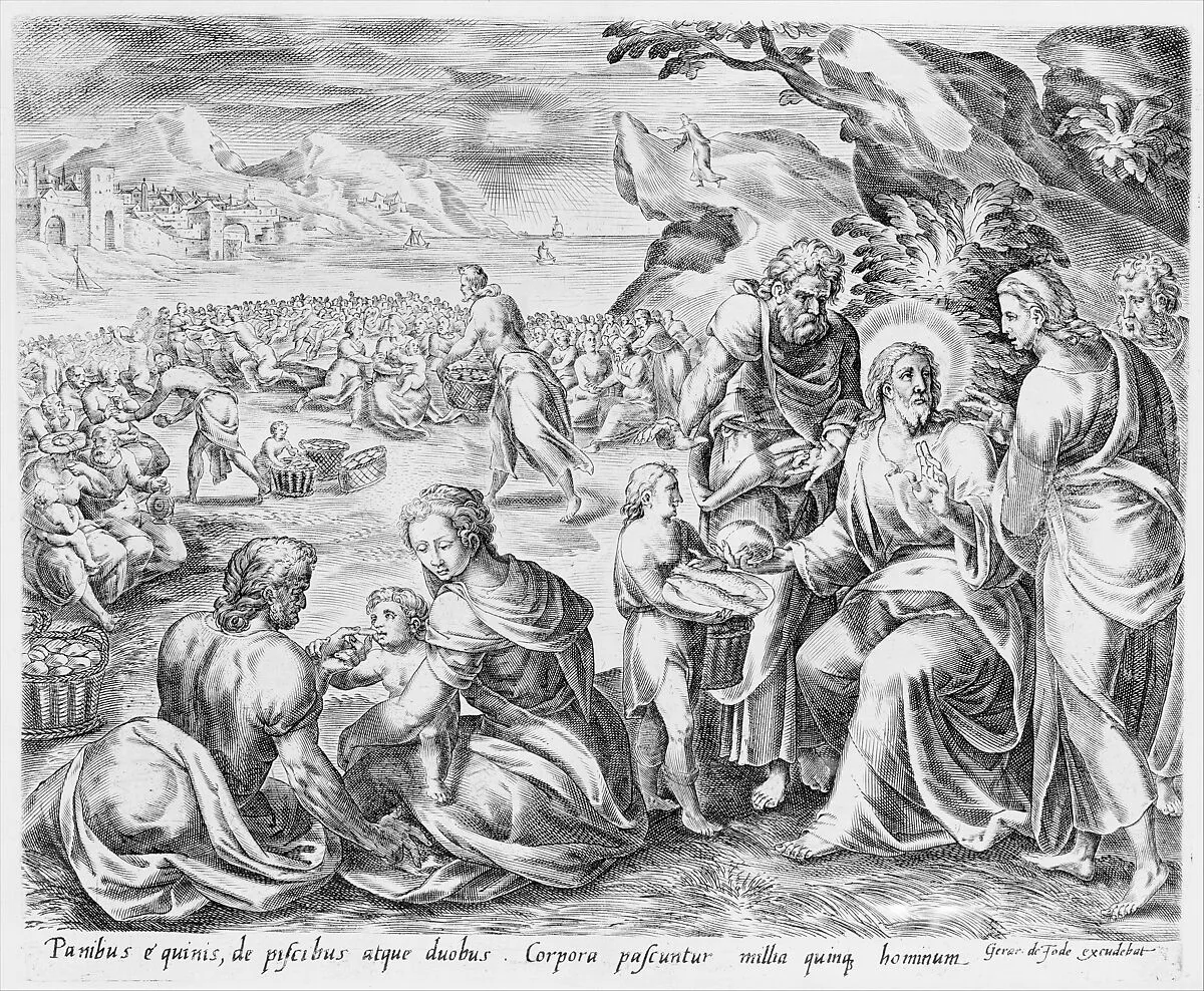 The Miracle of Christ on the Sea of Galilee, bound in Thesaurus Sacrarum historiarum Veteris et Novi Testamenti — Gerard de Jode|Herman Müller