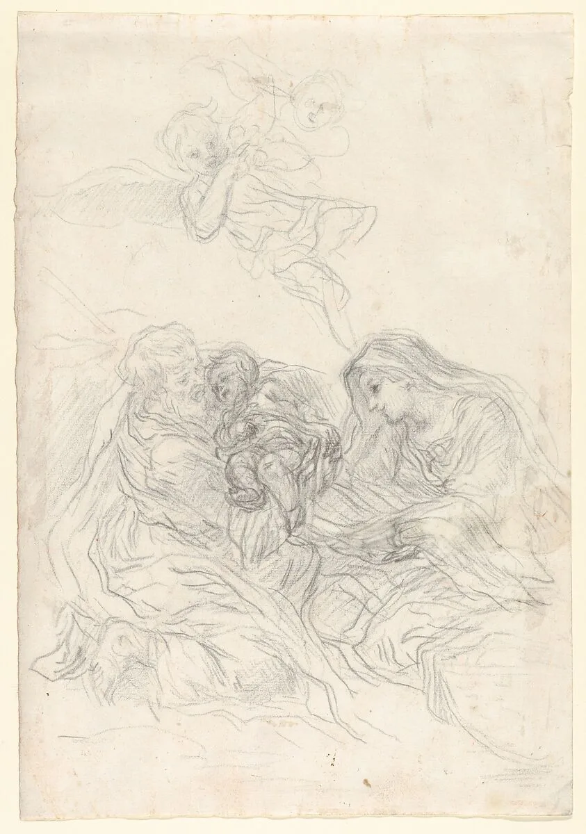 Holy Family with Two Flying Angels — Baldassarre Franceschini (il Volterrano)