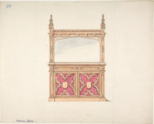 Design for Gothic Style Cabinet with Mirror