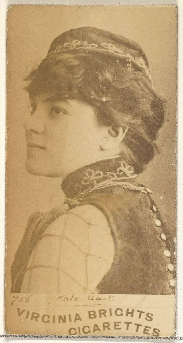Card 706, Kate Uart, from the Actors and Actresses series (N45, Type 1) for Virginia Brights Cigarettes — Allen & Ginter