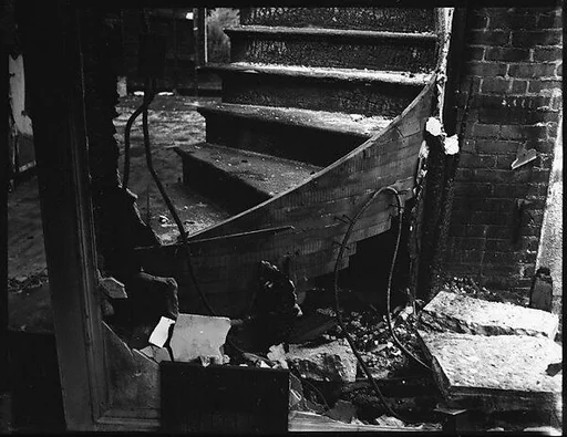 [Staircase in Fire Ruin, Possibly New York City]
