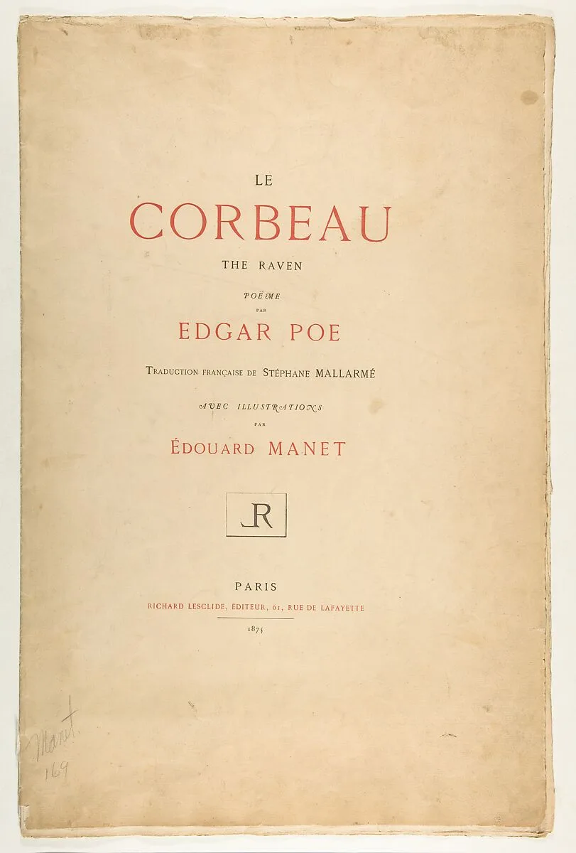 Portfolio cover and text for The Raven by Edgar Allan Poe — Edouard Manet|Richard Lesclide|Edgar Allan Poe|Stéphane Mallarmé