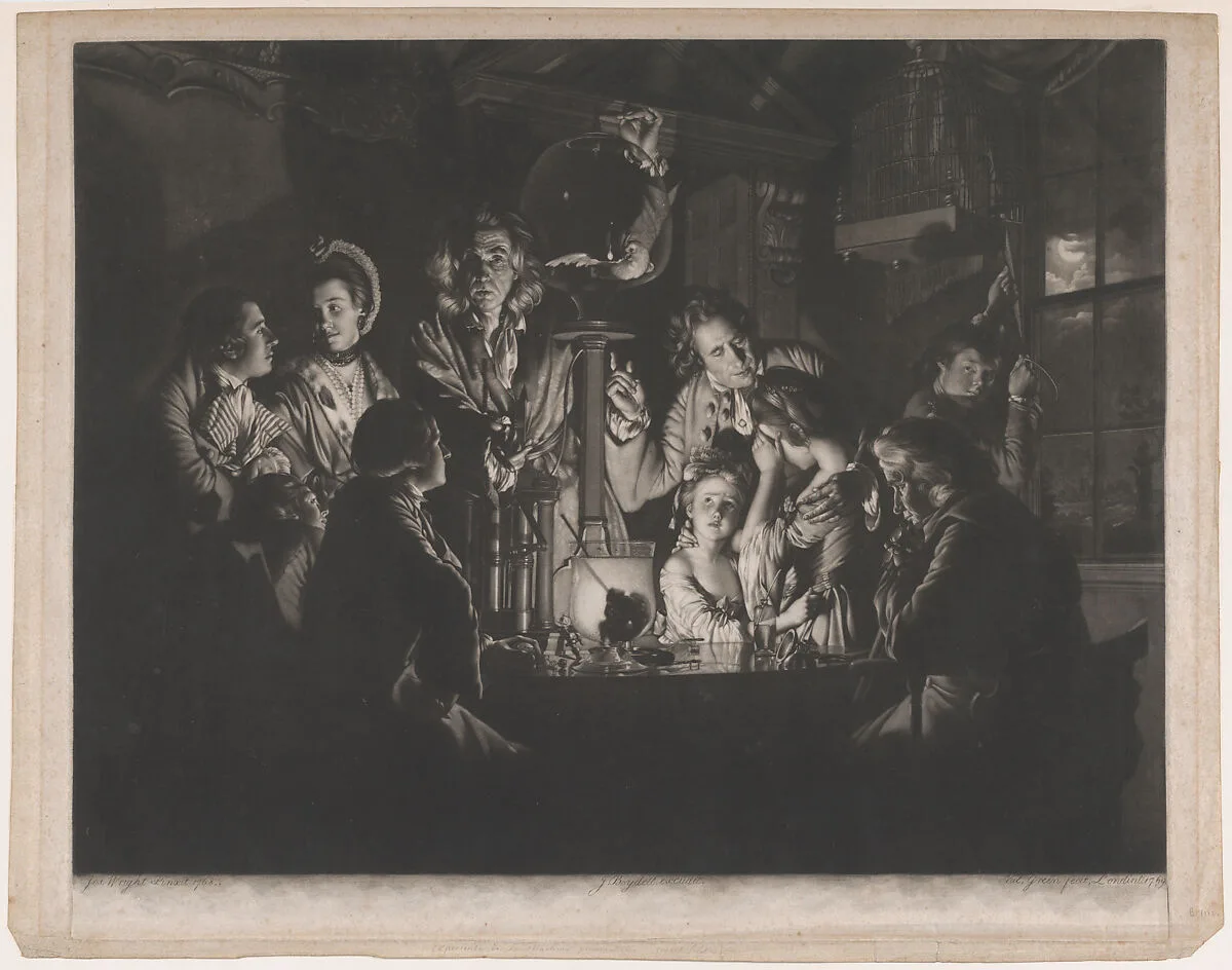 A Philosopher Shewing an Experiment on the Air Pump — Valentine Green|Joseph Wright (Wright of Derby)