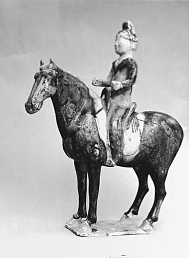 唐 褐釉陶騎馬俑|Horse and rider