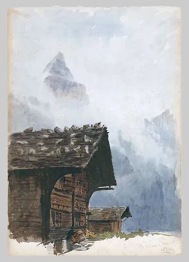 Chalets, Mürren, recto (from "Splendid Mountain Watercolours" Sketchbook)