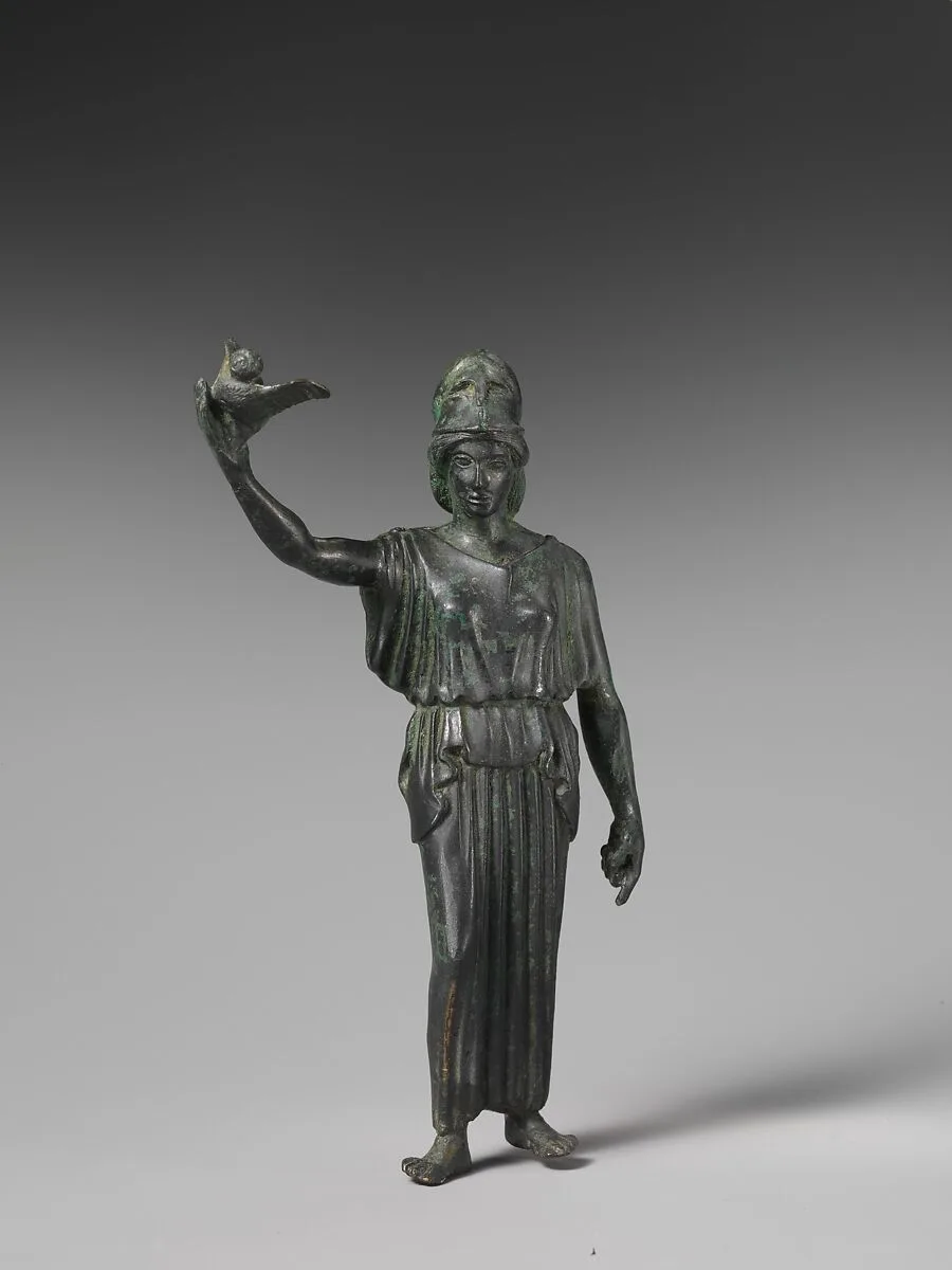Bronze statuette of Athena flying her owl — Unknown