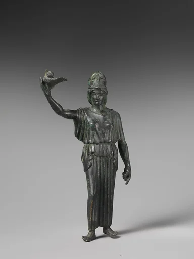 Bronze statuette of Athena flying her owl