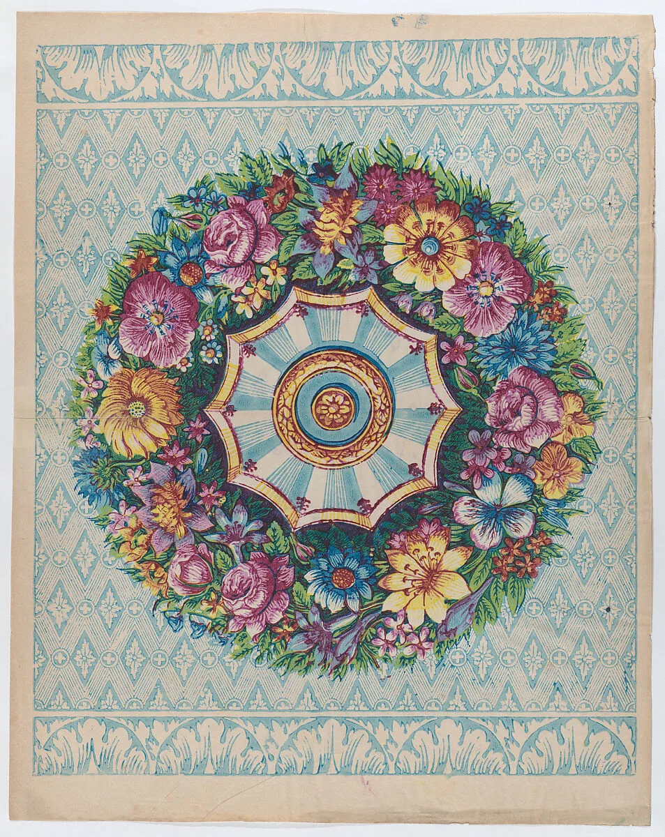 Sheet with a large floral wreath — Anonymous|Remondini Family
