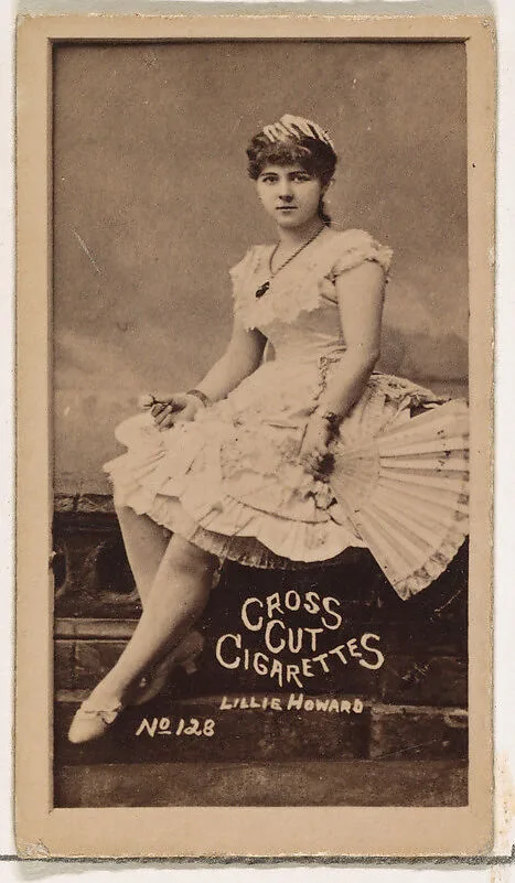 Card Number 128, Lillie Howard, from the Actors and Actresses series (N145-1) issued by Duke Sons & Co. to promote Cross Cut Cigarettes — W. Duke, Sons & Co.