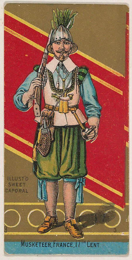 Musketeer, France, 17th Century, from the Military Series (N224) issued by Kinney Tobacco Company to promote Sweet Caporal Cigarettes — Kinney Brothers Tobacco Company