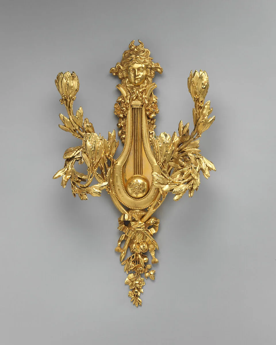Four-branched wall light in form of lyre (one of a set of four) — Unknown