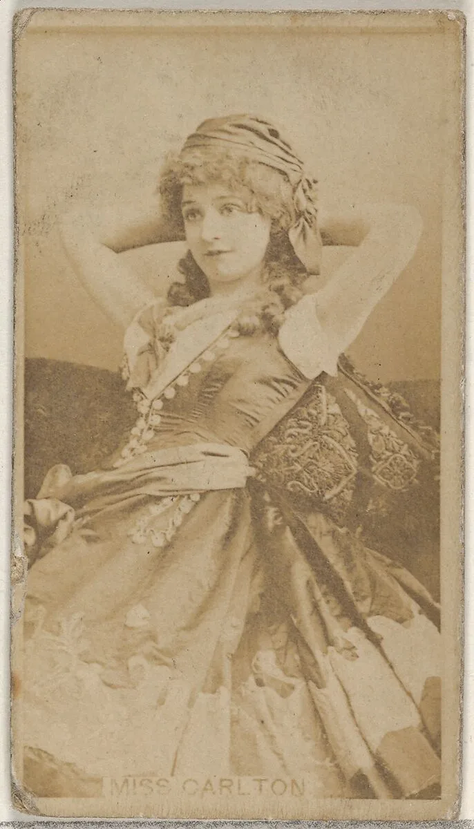 Miss Carlton, from the Actors and Actresses series (N45, Type 8) for Virginia Brights Cigarettes — Allen & Ginter