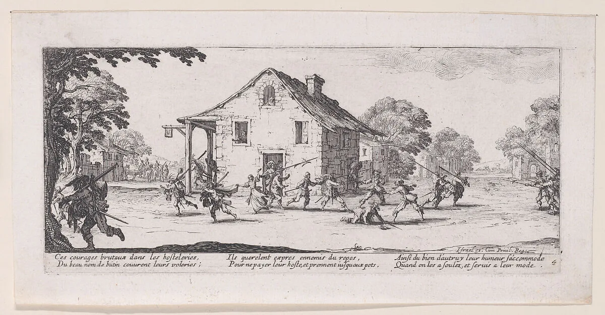 La Maraude (Pilfering), from Les Misères et les Mal-Heures de la Guerre (The Miseries and Misfortunes of War), plate 4 — Jacques Callot|Israël Henriet