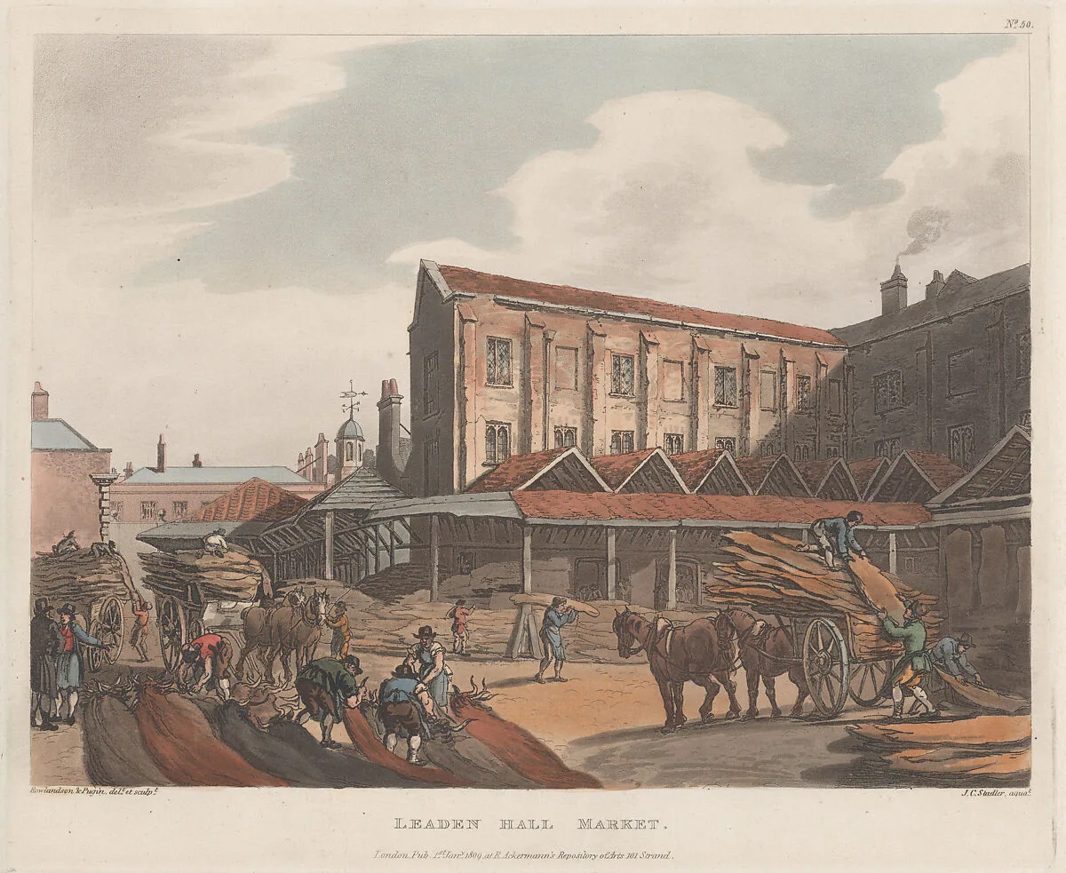 Leaden Hall Market — Thomas Rowlandson|Auguste Charles Pugin|Joseph Constantine Stadler|Rudolph Ackermann, London