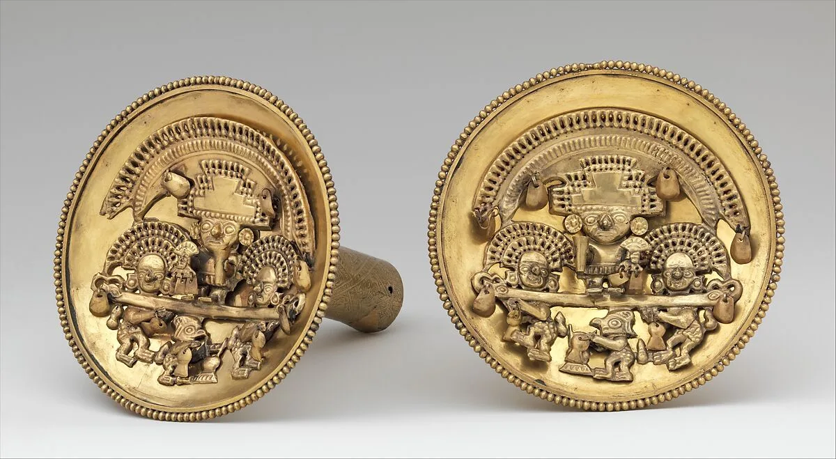 Pair of Earflares with Multifigure Scenes — Unknown