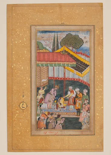 "Emperor Babur Receiving a Visitor", Folio from a Baburnama (The Book of Babur)