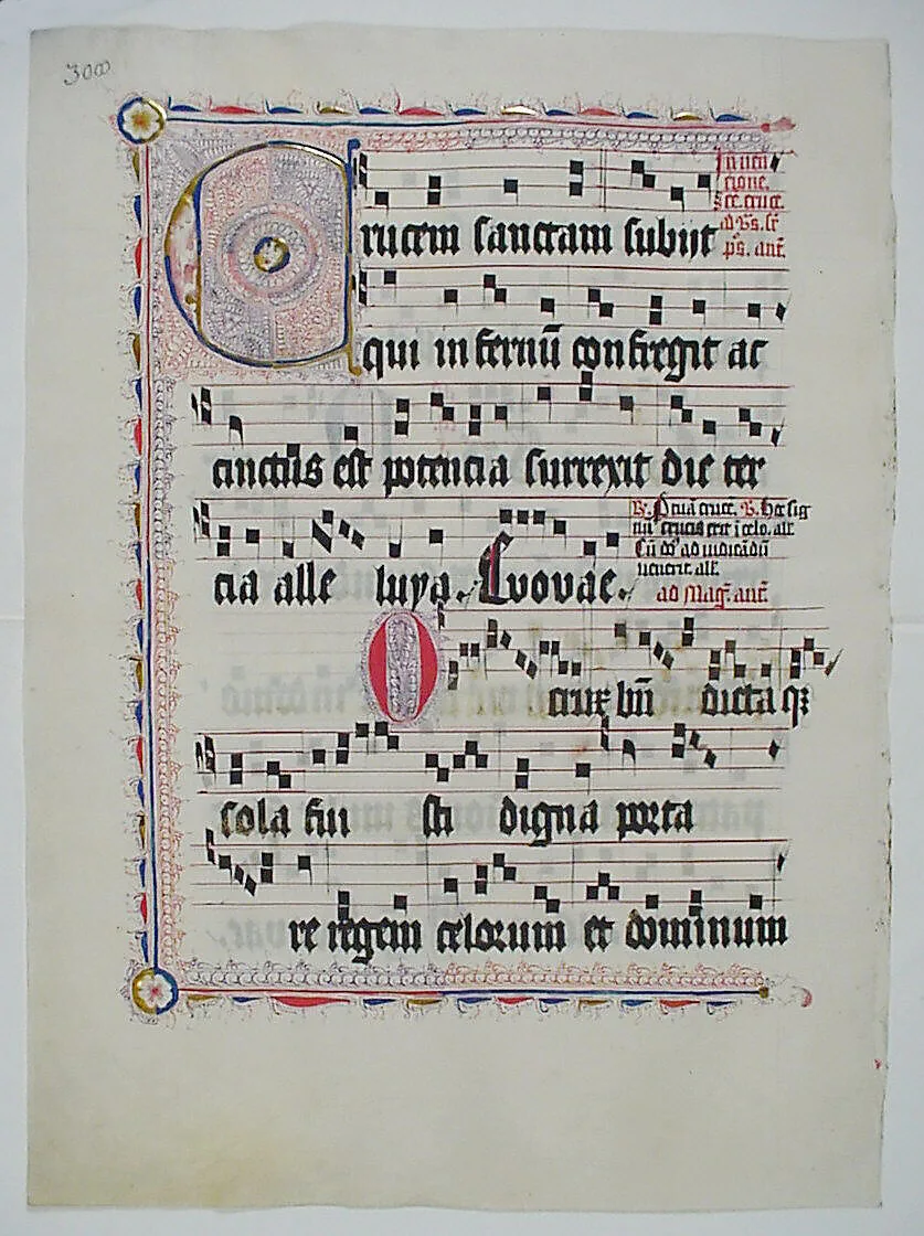 Manuscript Leaf with Initial C, from an Antiphonary — Unknown
