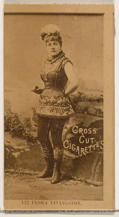 Card Number 127, Flora Livingston, from the Actors and Actresses series (N145-2) issued by Duke Sons & Co. to promote Cross Cut Cigarettes — W. Duke, Sons & Co.