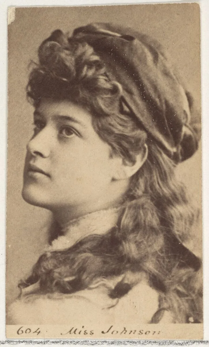 Card 604, Miss Johnson, from the Actors and Actresses series (N45, Type 1) for Virginia Brights Cigarettes — Allen & Ginter