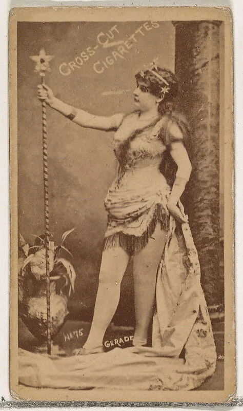 Card Number 75, Gerade, from the Actors and Actresses series (N145-1) issued by Duke Sons & Co. to promote Cross Cut Cigarettes — W. Duke, Sons & Co.