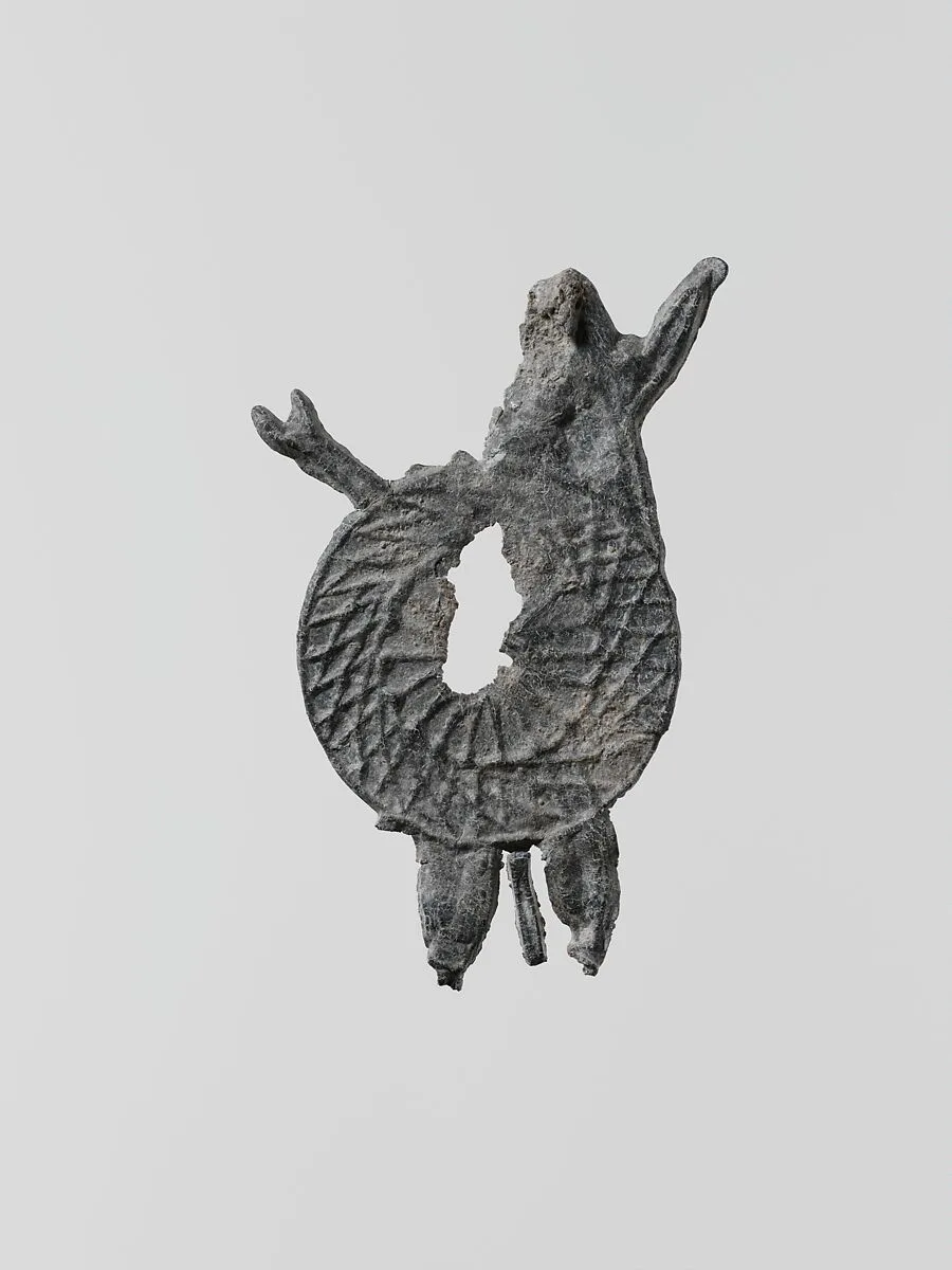 Lead figure of a warrior with spears and shield — Unknown