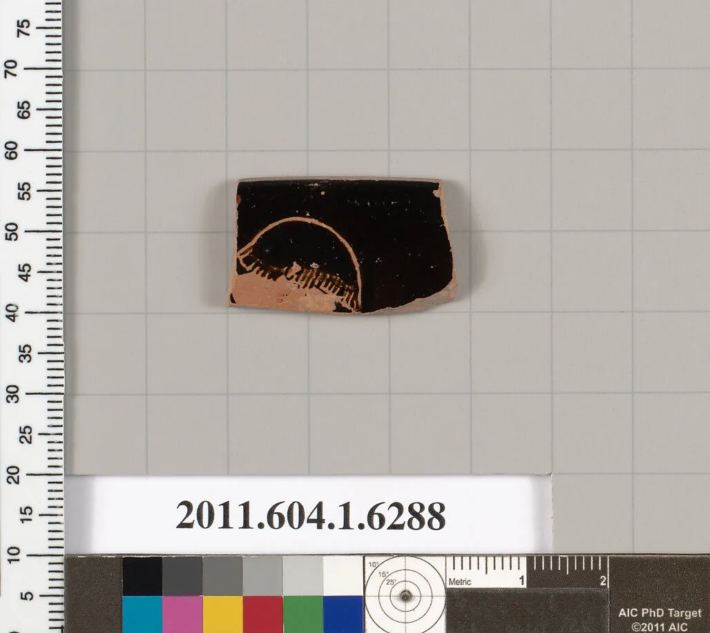 Terracotta rim fragment of a kylix (drinking cup) — Antiphonic|Onesimos