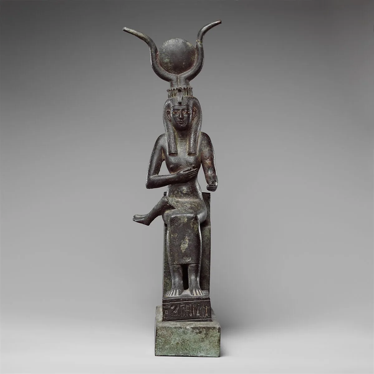 Statuette of Isis nursing Horus (missing above the legs), inscribed for Hor son of Padihorresnet — Unknown