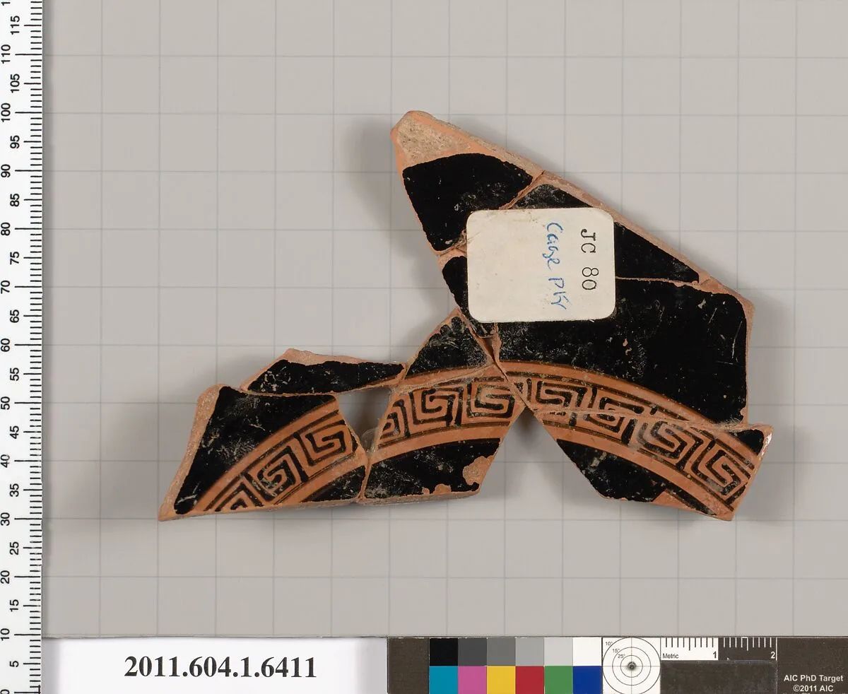 Terracotta fragment of a kylix (drinking cup) — Cage Painter