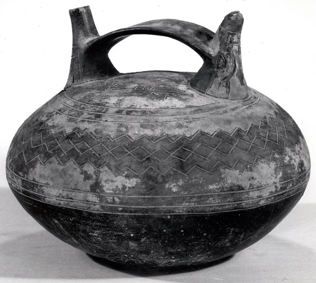 Double Spout and Bridge Bottle with Foxhead — Unknown