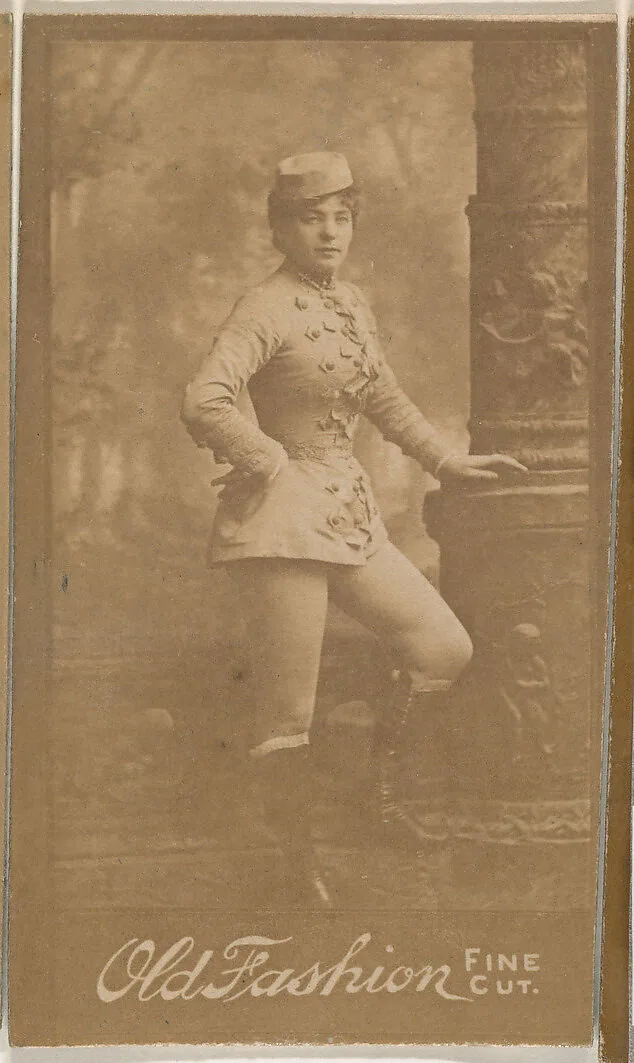 Actress leaning on column, from the Actresses series (N664) promoting Old Fashion Fine Cut Tobacco — Unknown