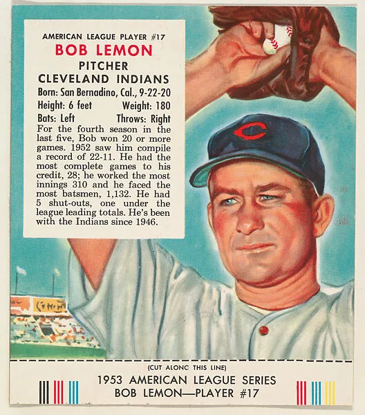 Bob Lemon, from the Red Man All-Star Team series (T233), issued by Red Man Chewing Tobacco — Red Man Chewing Tobacco