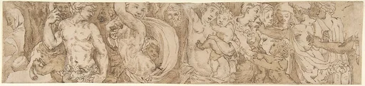 Procession (left-hand portion of border below Sacrifice of Isaac, inlaid-marble pavement, Siena Cathedral)