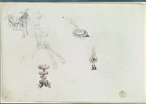 Sketches for Details of a Dress and Other Accessories