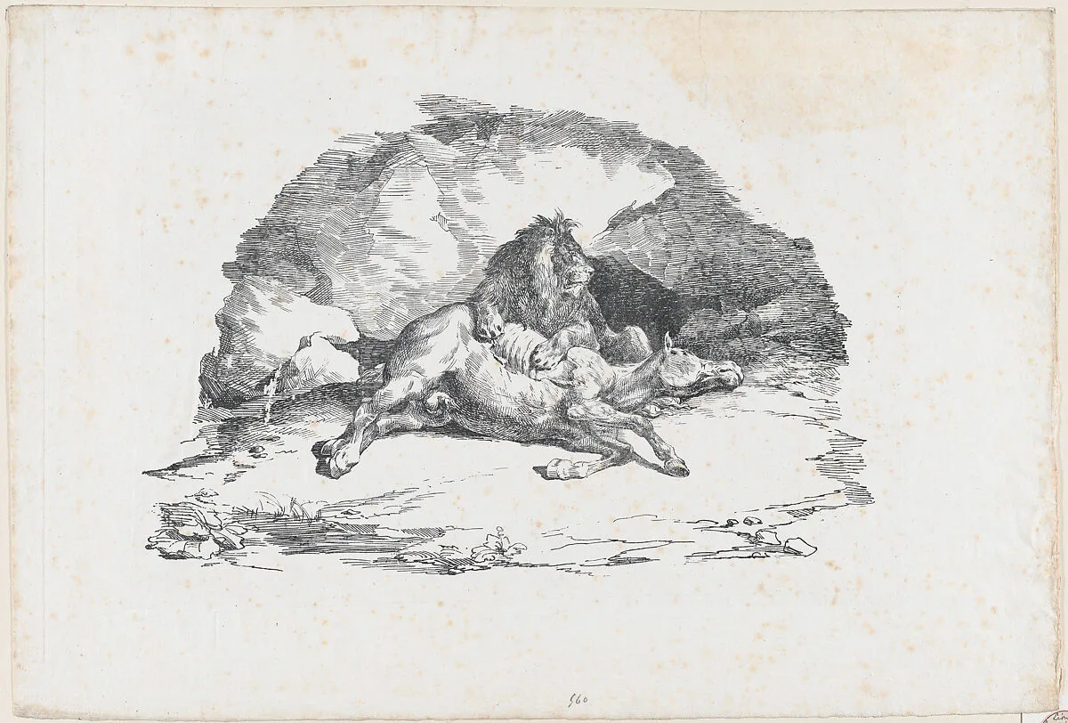 Lion Devouring a Horse — Théodore Gericault
