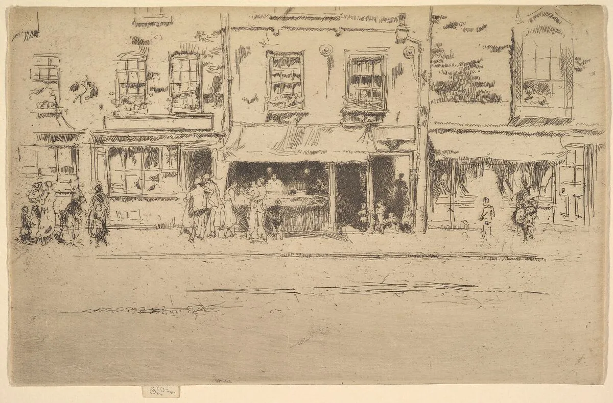 The Fish Shop, Busy Chelsea (Fish Shop, Chelsea) — James McNeill Whistler