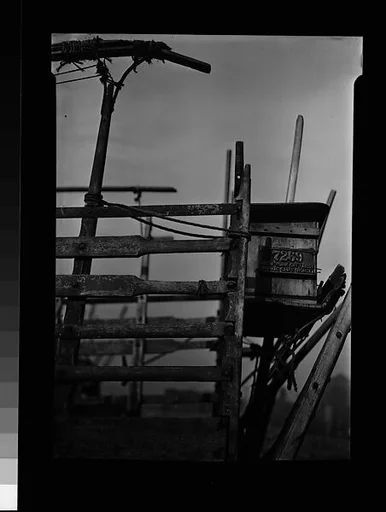 [Detail of Flatbed Wagon, Old Wallabout Market, Brooklyn, New York]