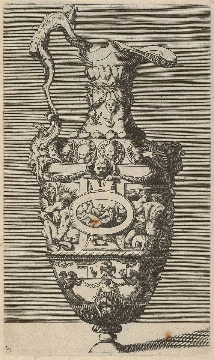 Vase with a River God in an Oval Medallion — Frederick de Wit|Rosso Fiorentino|René Boyvin|Claes Jansz. Visscher